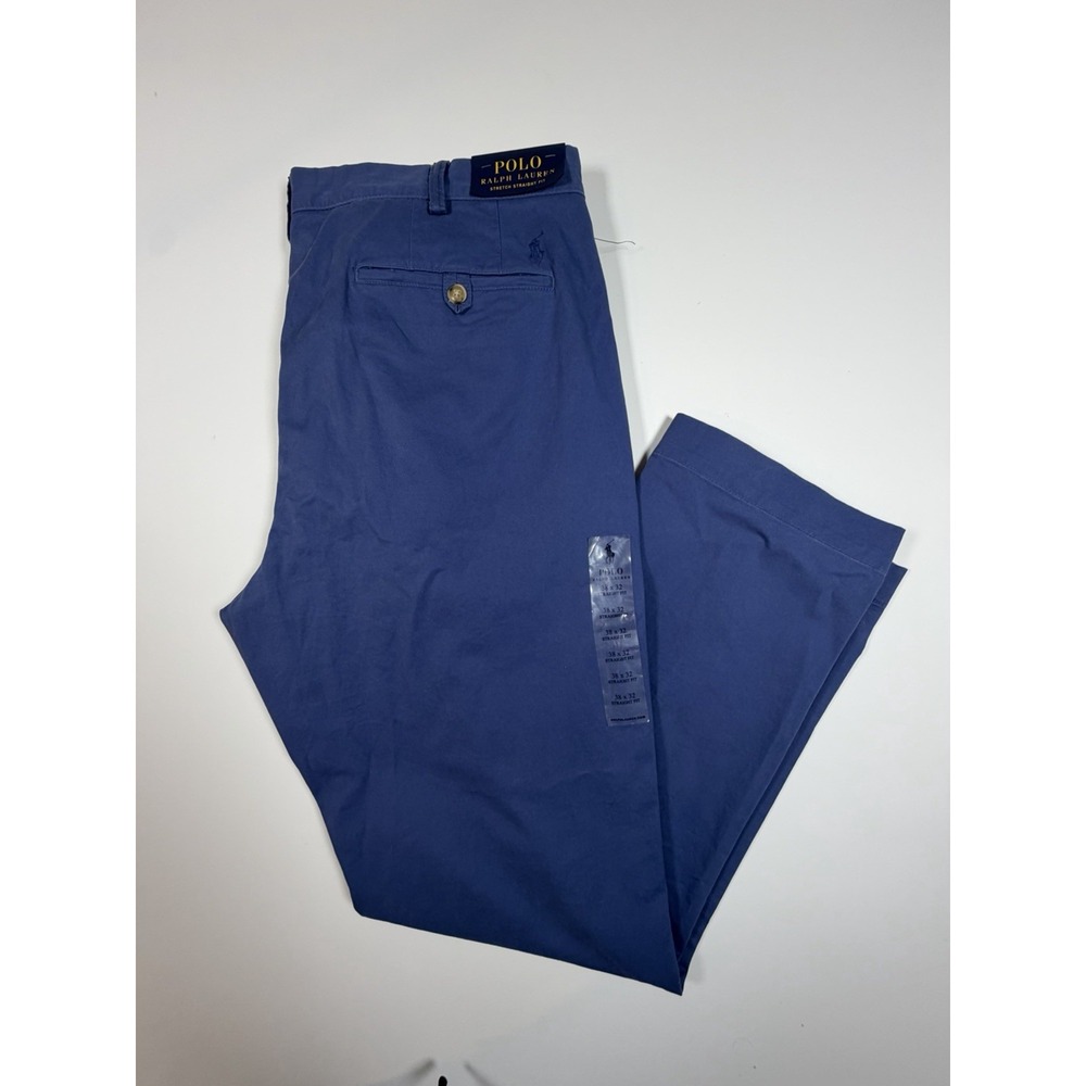 Polo Ralph Lauren Chino Pants Mens 38x32 Blue Stretch Straight Fit Twill NWT